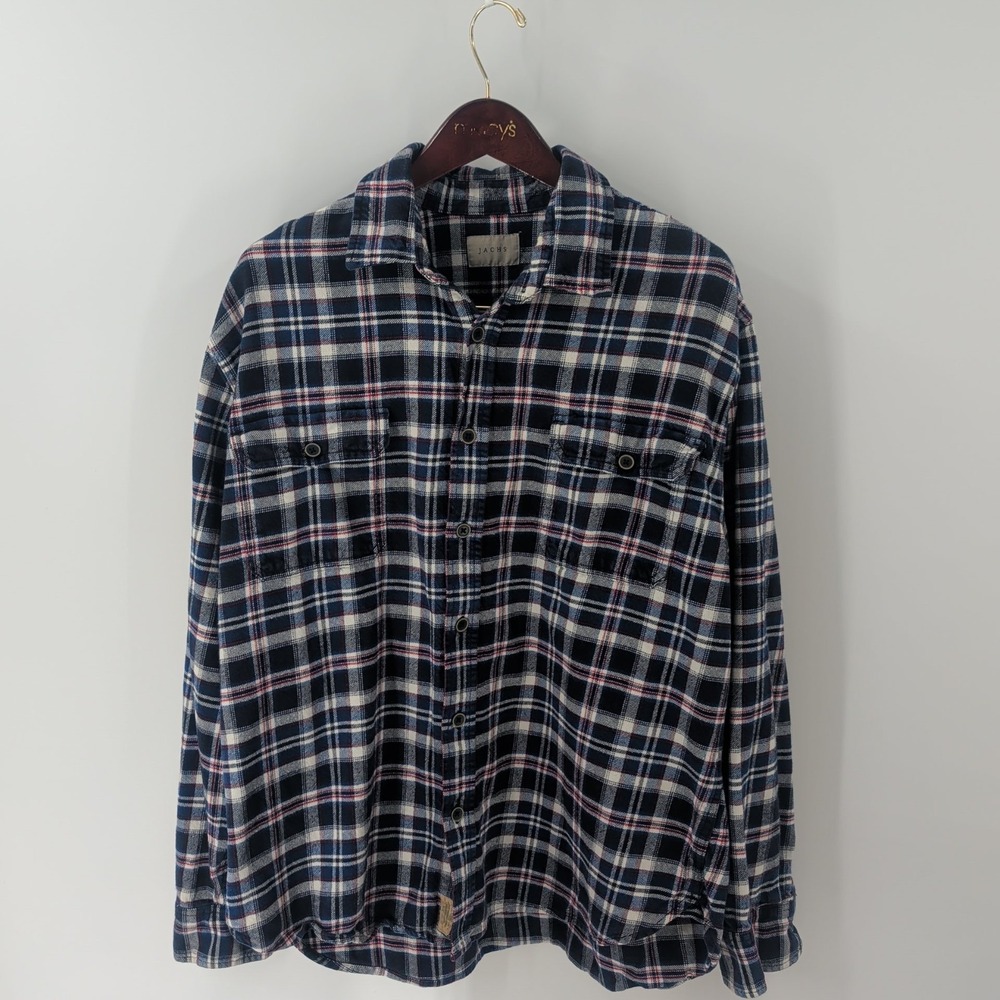 Vtg JACHS Long Sleeve Outdoor‎ Flannel Plaid Button Up Shirt Multicolor Size 2XL